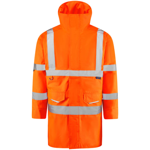 LEO A01 Tawstock - Hi-Vis Ecoviz 4K Lined Parka Jacket — Orange
