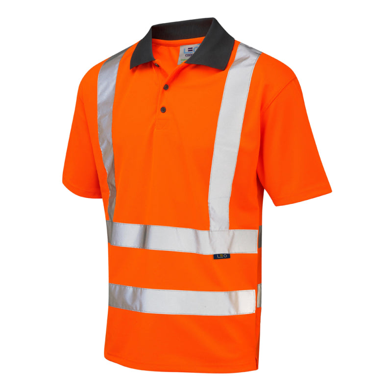 LEO P02 Rockham - Hi-Vis Ecoviz Performance Polo Shirt — Orange
