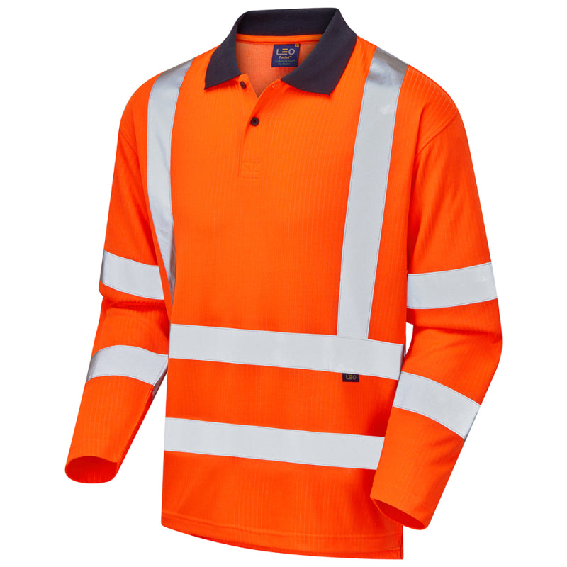 LEO P05 Swimbridge - Hi-Vis Ecoviz Comfort Sleeved Polo Shirt — Orange
