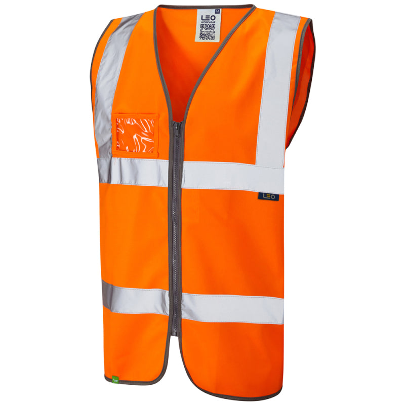 LEO W02 Rumsam - Hi-Vis Ecoviz Zipped Waistcoat with ID Pocket