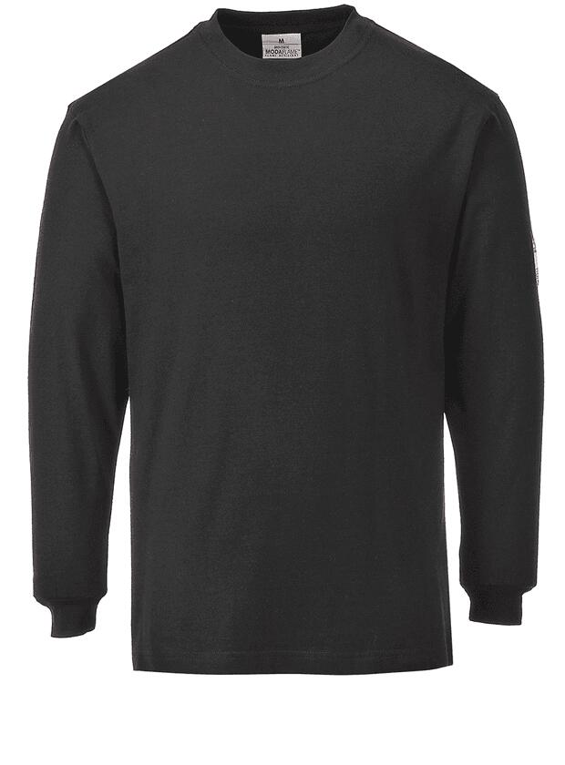 Portwest FR11 - Flame Resistant Anti-Static Long Sleeved T-Shirt — Black