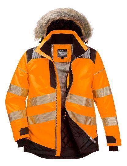 Portwest PW369 - Hi-Vis Winter Parka Jacket — Orange / Black