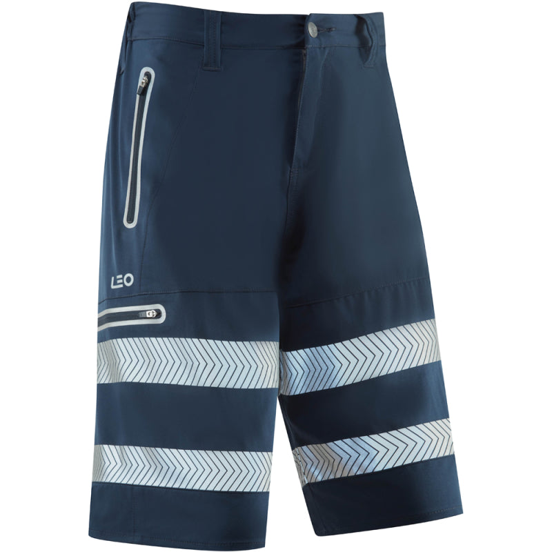 Leo SH06 Kingsley - Hi-Vis EcoViz Performance+ Shorts — Navy