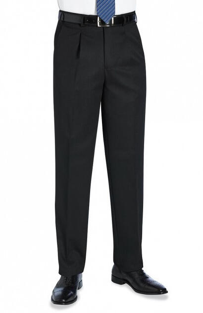 Brook Taverner 8515 Delta – Single Pleat Trouser — Black