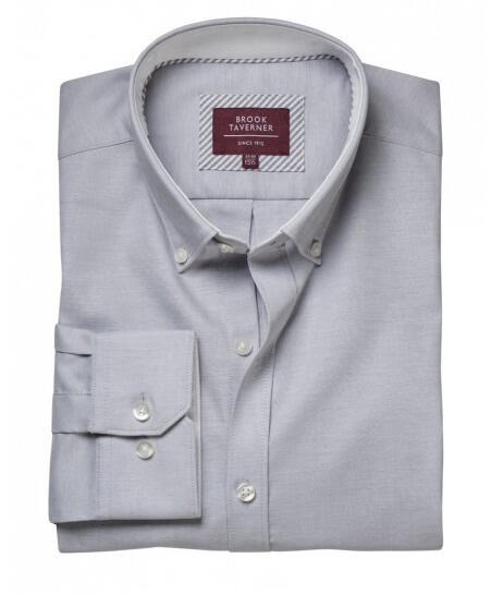 Brook Taverner 4052 Lawrence – Stretch Oxford Shirt — Grey