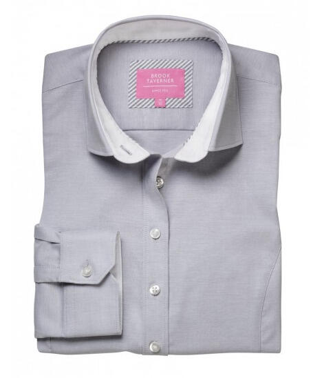 Brook Taverner 2361 Mirabel – Stretch Oxford Ladies Shirt — Grey
