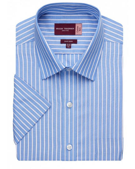 Brook Taverner 7542 Roccella – Classic Fit Shirt — Blue/White Stripe