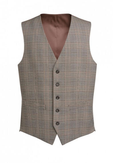 Brook Taverner 1726 Emilio waistcoat in Navy Check on a hanger