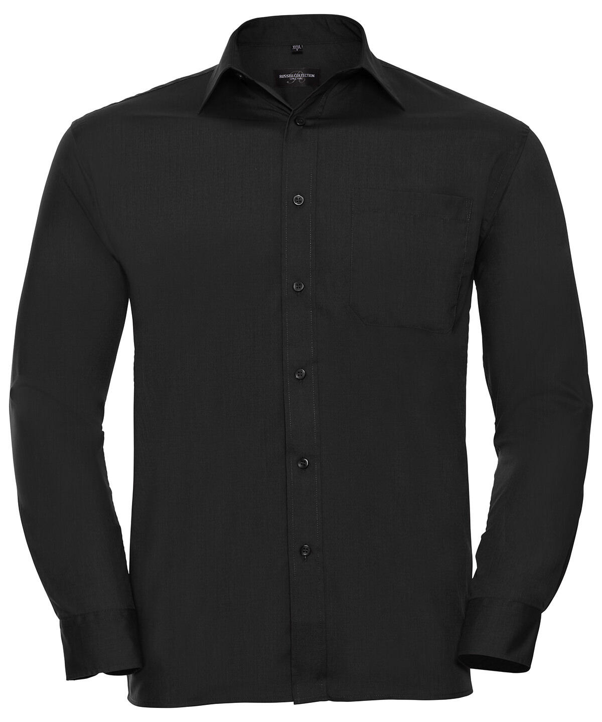Russell J934M - Long Sleeve Poplin Shirt — Black