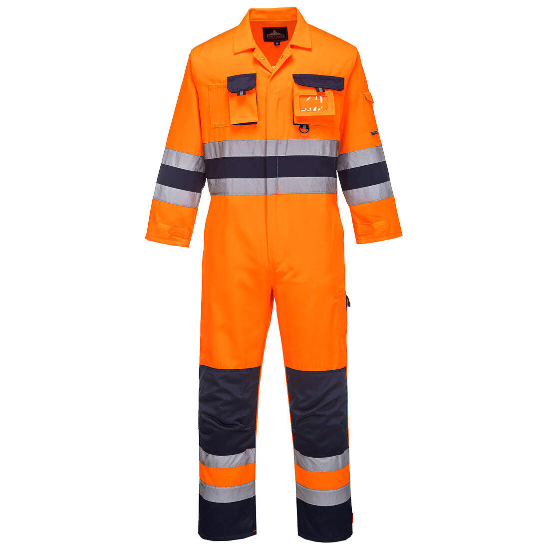 Portwest TX55 - Hi-Vis Contrast Work Coverall — Orange / Navy