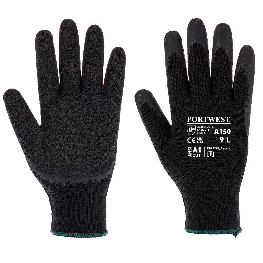 Portwest A150 - Classic Grip Glove Latex — Black