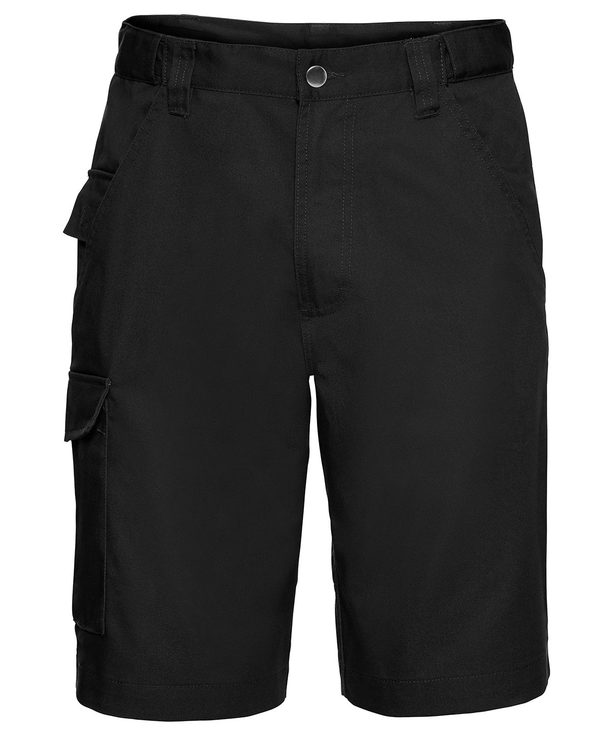 Russell J002M Polycotton twill workwear shorts — Black