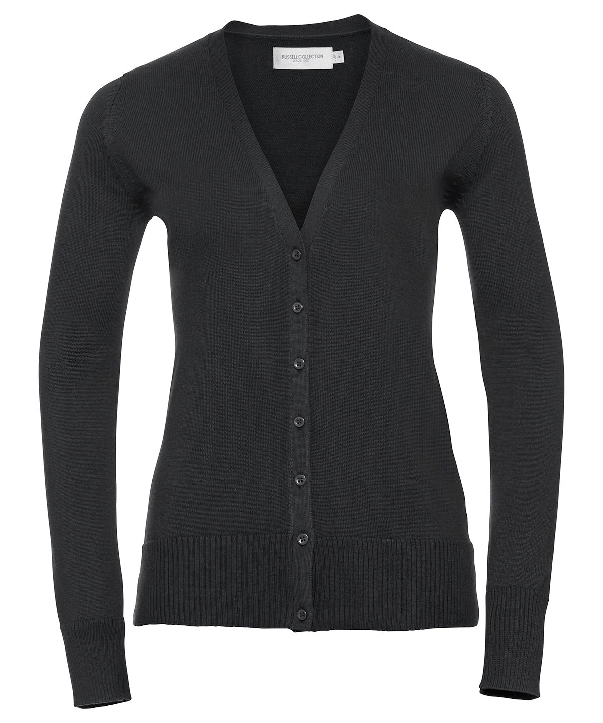 Russell J715F Women's v-neck knitted cardigan — Black