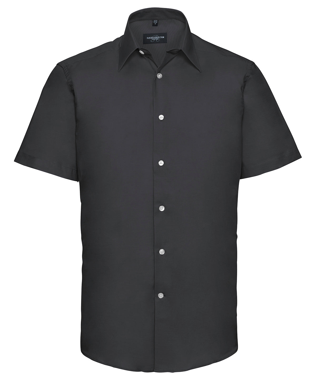 Russell J923M Short sleeve easycare tailored Oxford shirt — Black