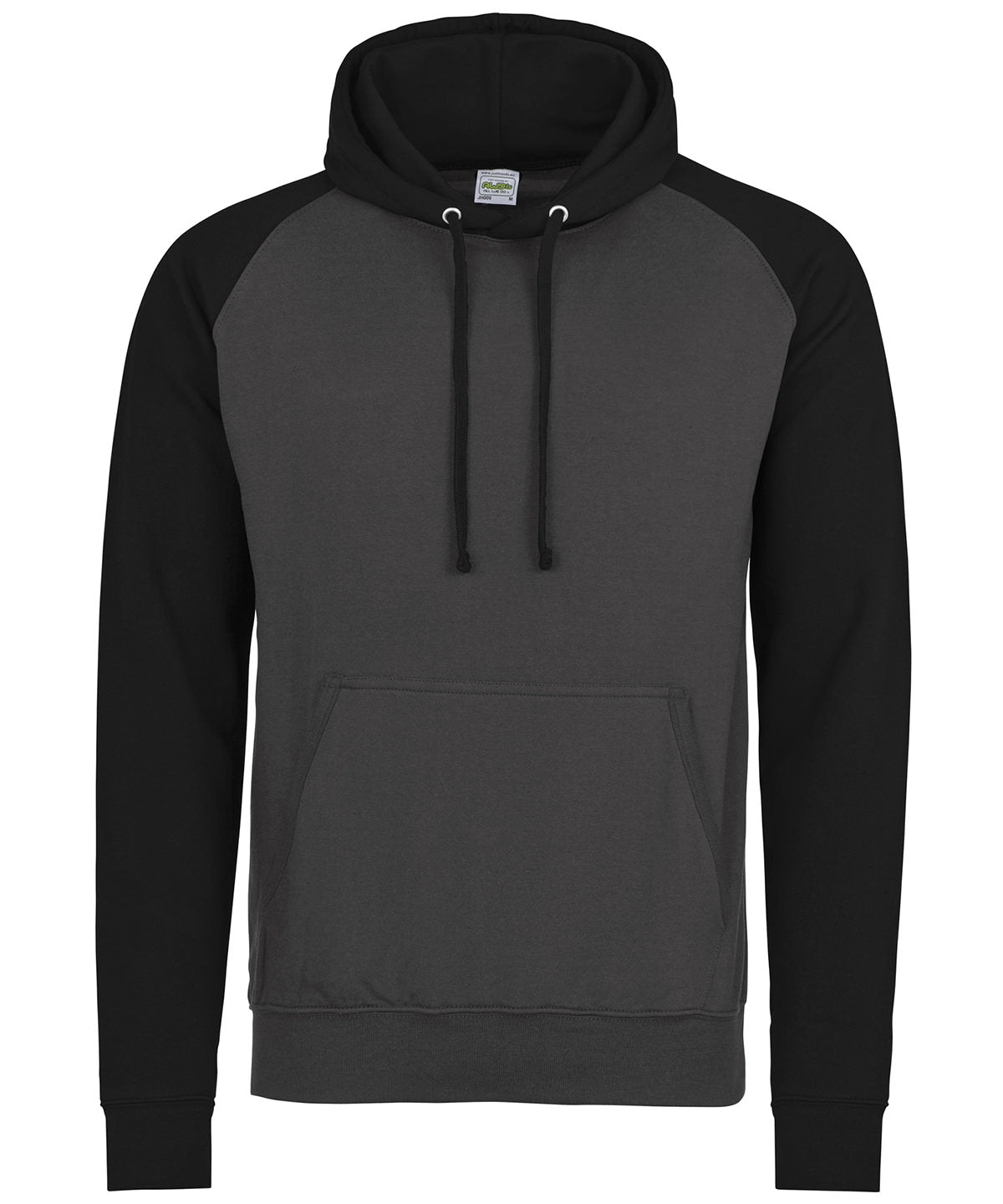 AWDis JH009 Baseball hoodie - Charcoal/Jet Black