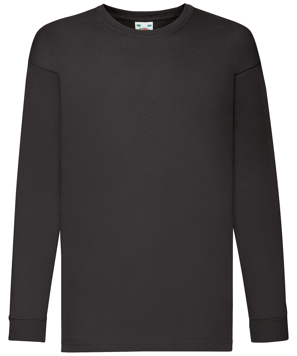Fruit of the Loom SS007 Kids long sleeve valueweight T — Black