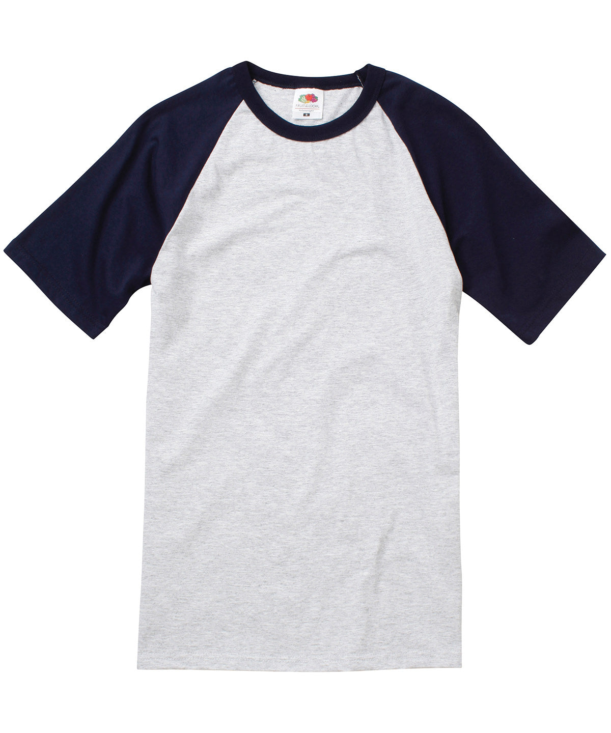 Fruit of the Loom SS026 Short sleeve baseball T — Heather Grey/Deep Navy