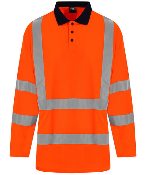 ProRTX RX715 High visibility long sleeve polo - HV Orange/Navy