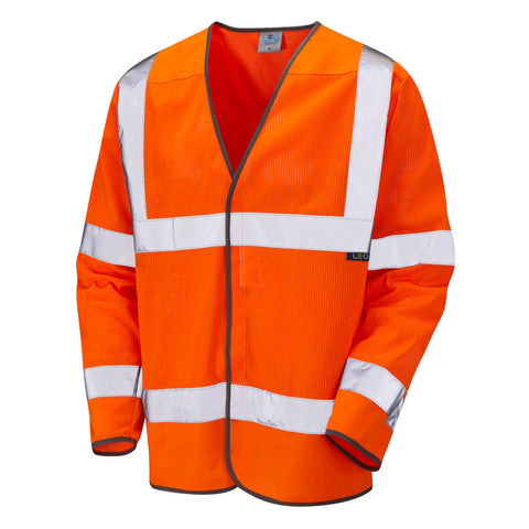 LEO S04 Fremington - Hi-Vis Ecoviz Mesh Sleeved Waistcoat — Orange