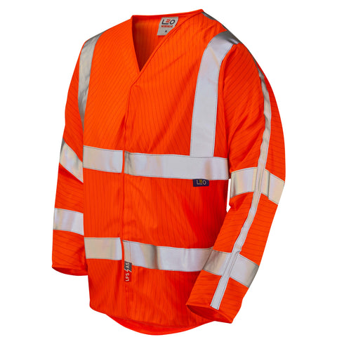 LEO S18 Sticklepath - Hi-Vis ISO 20471 Cl 3 LFS 3/4 Sleeve (EN 14116/EN 1149) — Orange