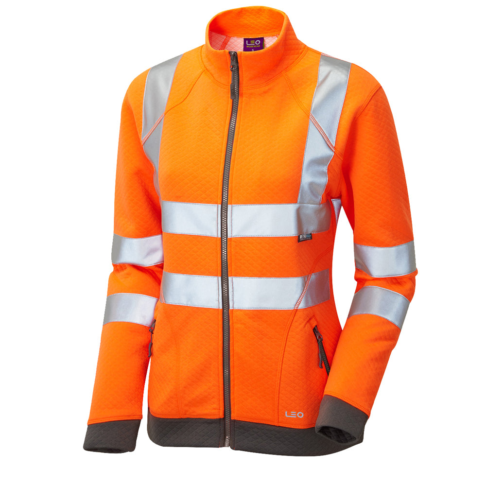 LEO SSL03 Hollicombe - Hi-Vis Ecoviz Womens Zipped Sweatshirt — Orange