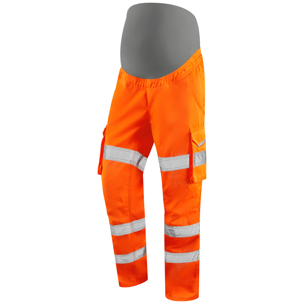 LEO CM01 Verity - Hi-Vis Ecoviz Poly/Cotton Maternity Cargo Trouser — Orange