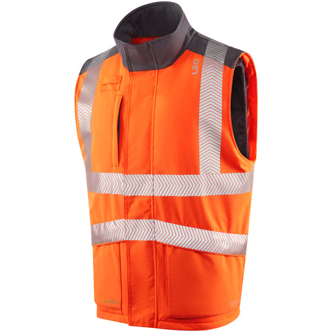 LEO BW02 Halsinger - Hi-Vis Ecoviz Performance+ Bodywarmer — Orange