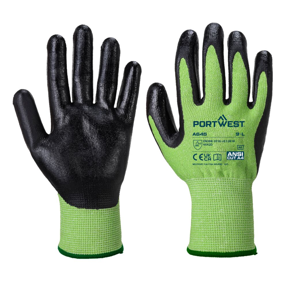Portwest A645 -Green Cut Glove Nitrile Foam