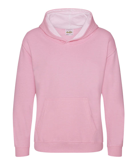 AWDis JH03J Kids varsity hoodie - Baby Pink/Arctic White