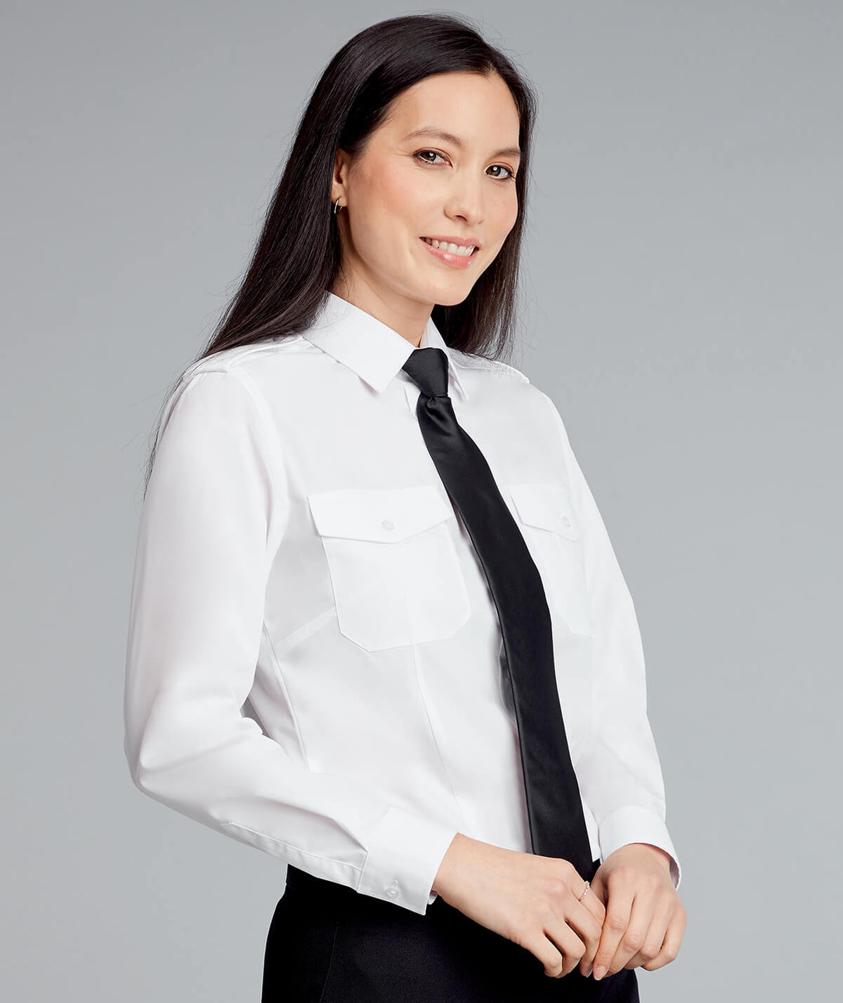 Disley Ladies Premium Pilot — White — Long Sleeve