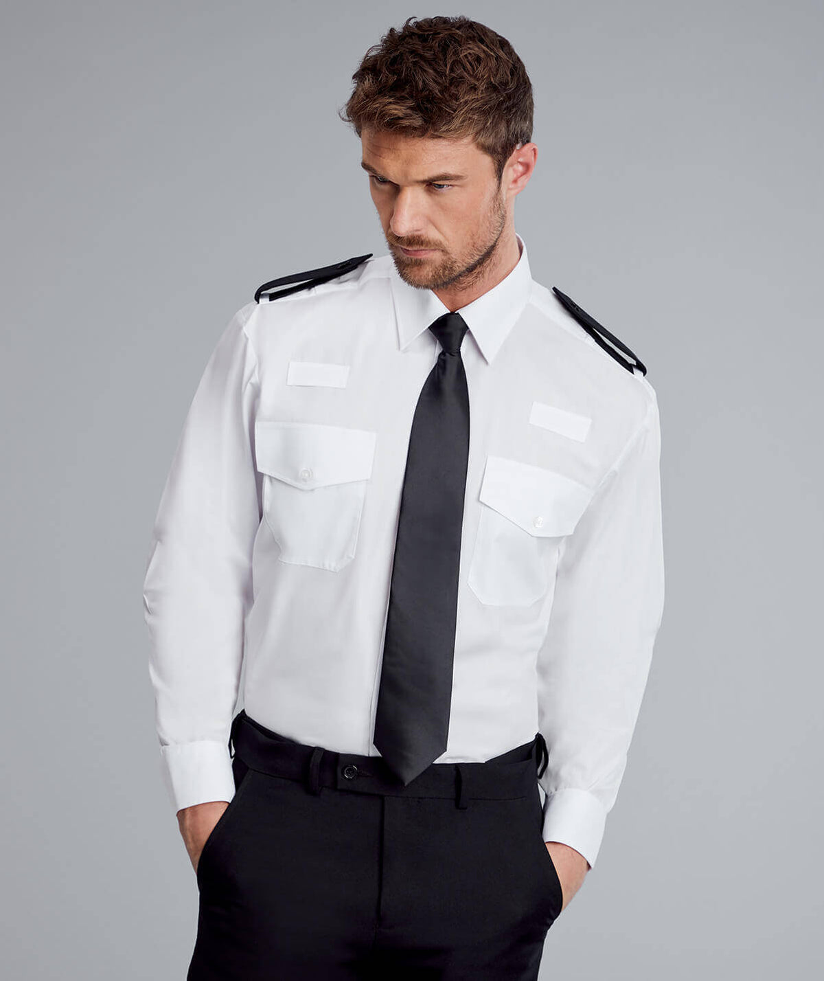 Disley Mens Security — White — Long Sleeve