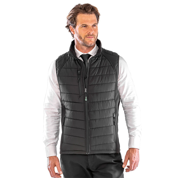 RESULT R238X - compass padded softshell gilet — Black / Black