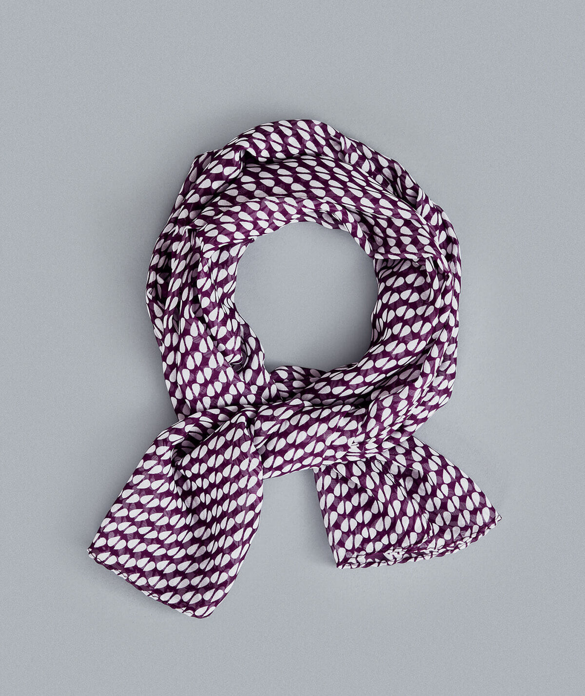 Disley Patterned Scarf — Aubergine/White