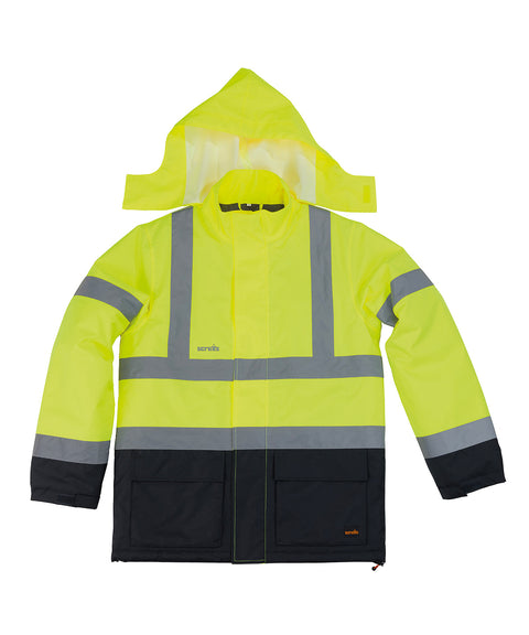 Scruffs SH090 High-visibility waterproof jacket - Yellow/Navy