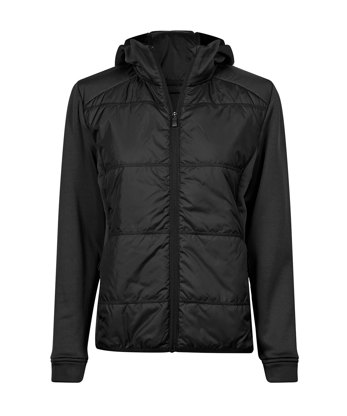 TEE JAYS TJ084 Women’s hybrid-stretch hooded jacket (9113) - Black/Black
