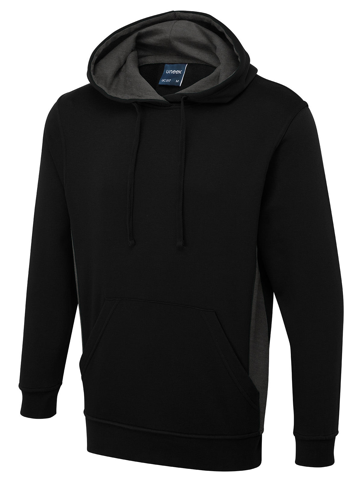 Uneek UC517 - Two Tone Hooded Sweatshirt – Black/Charcoal