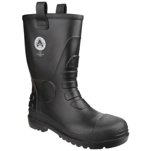 Amblers Safety FS90 Waterproof PVC Pull on Safety Rigger Boot — Black
