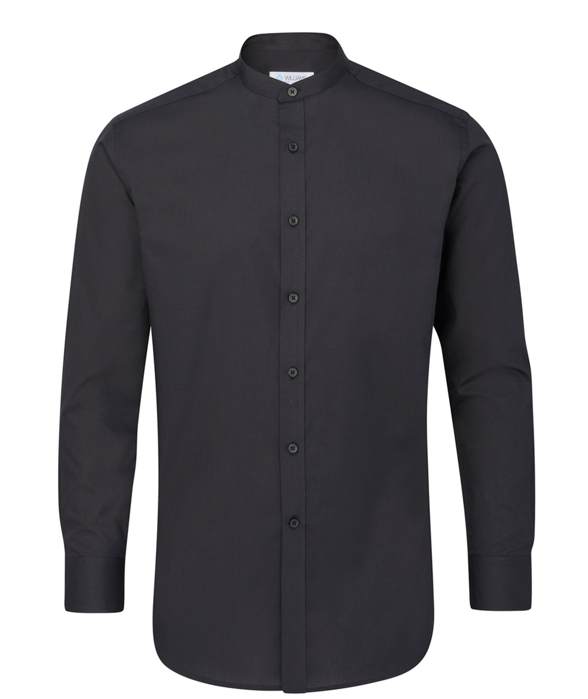 Disley Williams Grandad Collar Shirt — Black — Long Sleeve