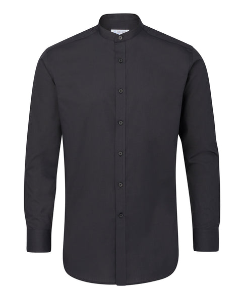 Disley Williams Grandad Collar Shirt — Black — Long Sleeve