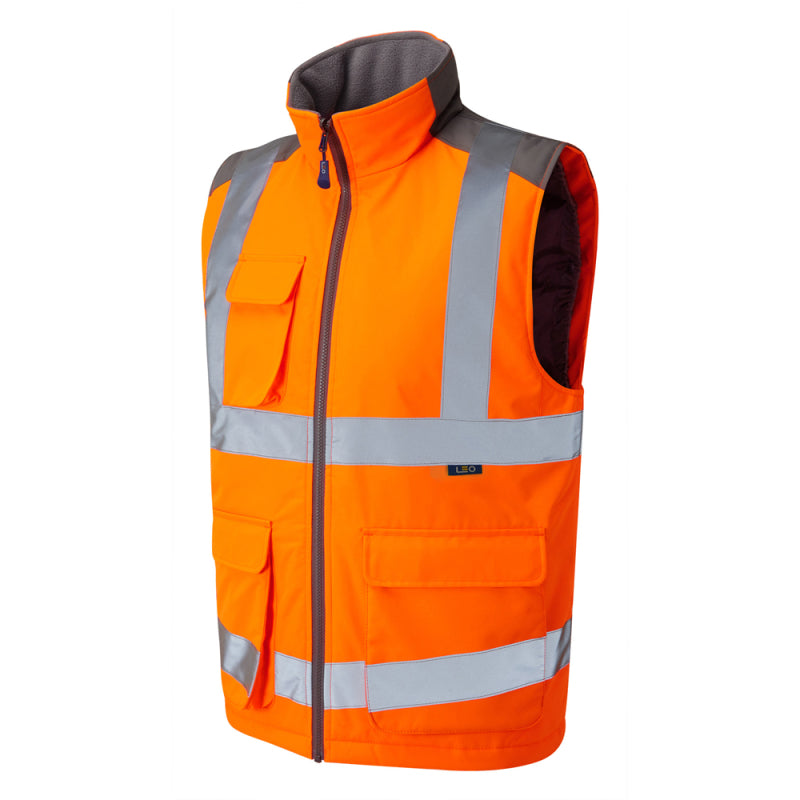 LEO BW01 Torrington - Hi-Vis Ecoviz Bodywarmer — Orange