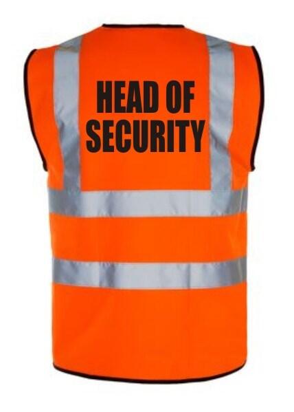 Hi-Vis HEAD SECURITY Vest — Orange