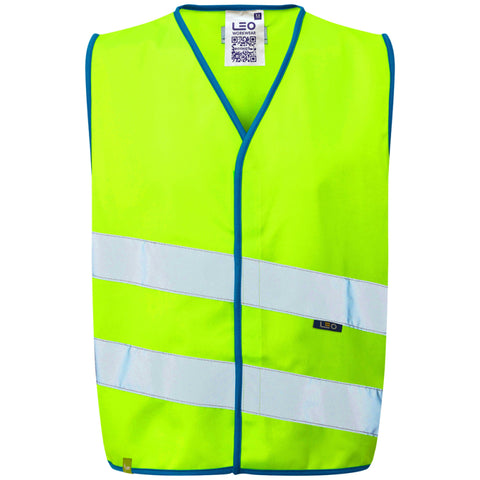 LEO CW01 Neonstars - Hi-Vis Ecoviz Childrens Waistcoat — Lime Green