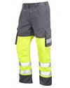 LEO CT01 Bideford - Hi-Vis Ecoviz Polycotton Cargo Trousers — Yellow / Grey