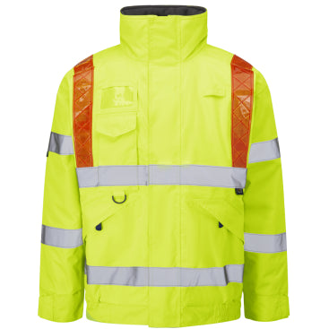 LEO J03 Portmore - Hi-Vis Ecoviz 4K Superior Bomber Jacket with Red Braces
