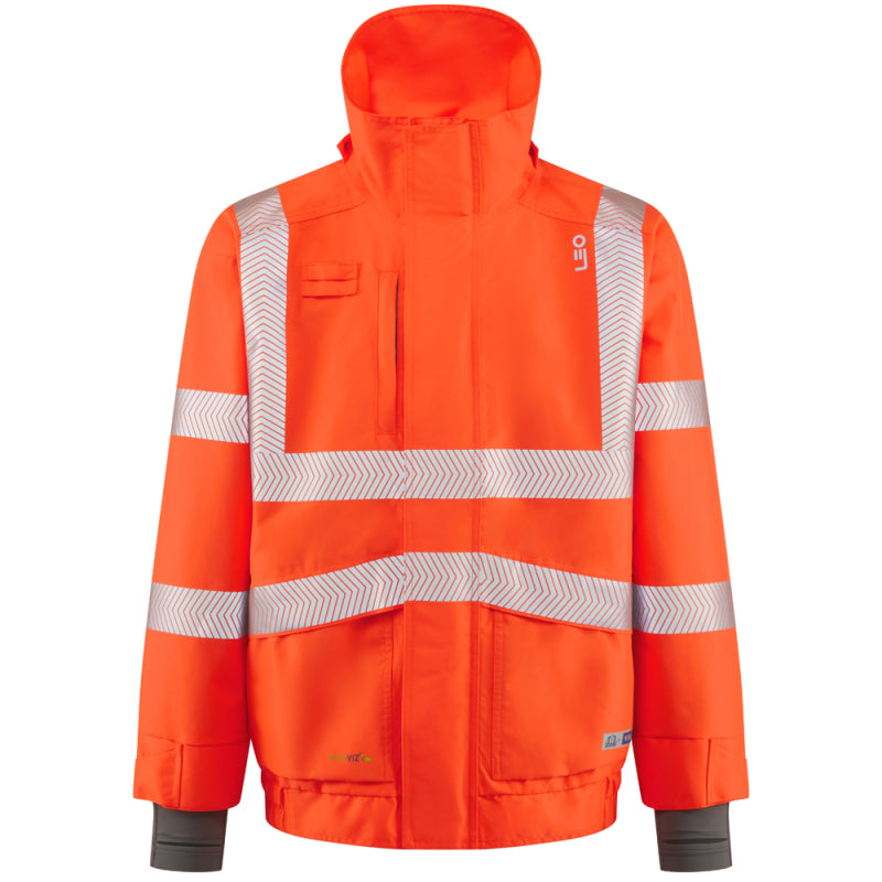 LEO J05 Dartmoor - Hi-Vis Ecoviz 15K Performance+ Breathable Bomber Jacket — Orange