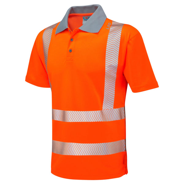 LEO P03 Woolacombe - Hi-Vis Ecoviz Performance+ Polo Shirt — Orange