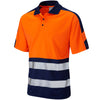 LEO P10 Watersmeet - Hi-Vis Ecoviz Performance+ Dual Colour Polo Shirt — Orange / Navy Blue