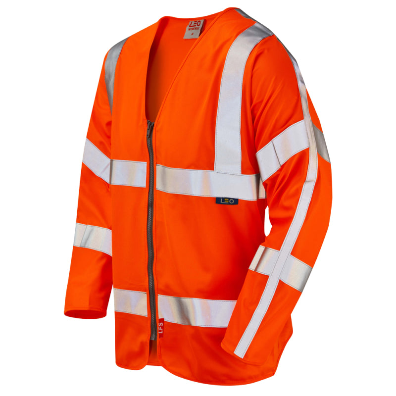 LEO S15 Merton - Hi-Vis Ecoviz LFS Zipped Sleeved Waistcoat — Orange