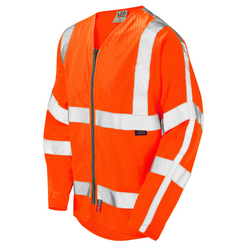 LEO S25 Huish - Hi-Vis Ecoviz LFS/AS Sleeved Zip Waistcoat — Orange