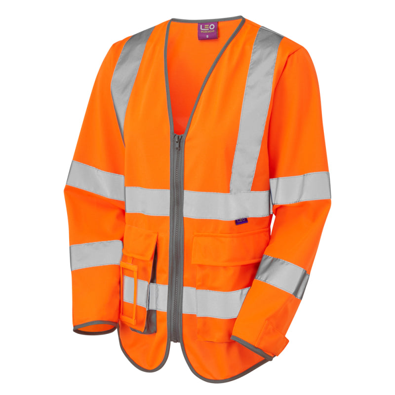 LEO SL12 Beaworthy - Hi-Vis Ecoviz Womens Sleeved Superior Waistcoat — Orange